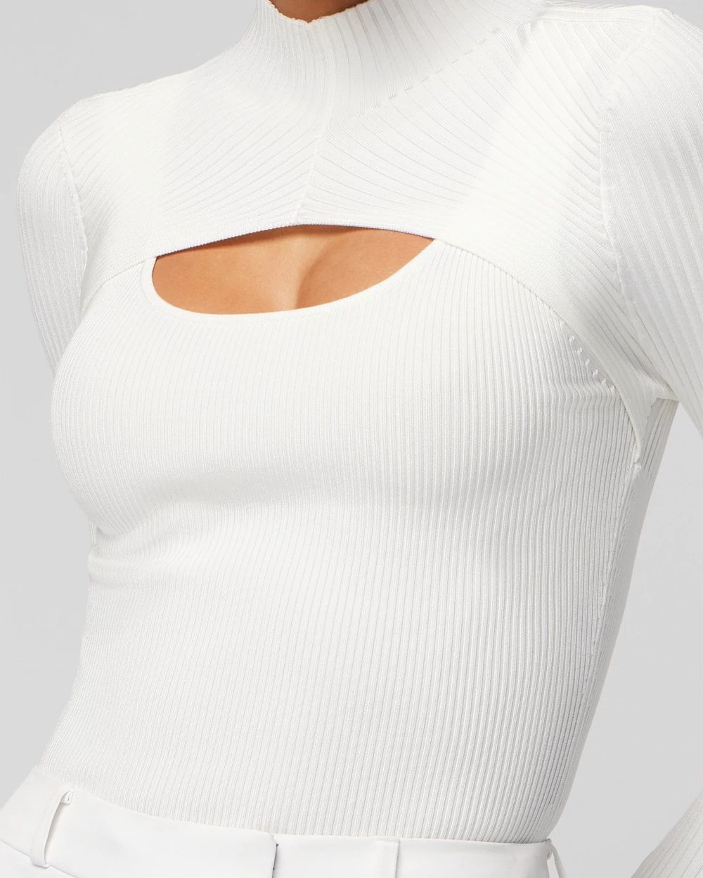 Long Sleeve Cutout Mockneck Top | White House Black Market